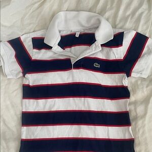 Lacoste Navy, White & Red Striped Kids Polo SIZE 8 KIDS (128cm ~ 51 inch)